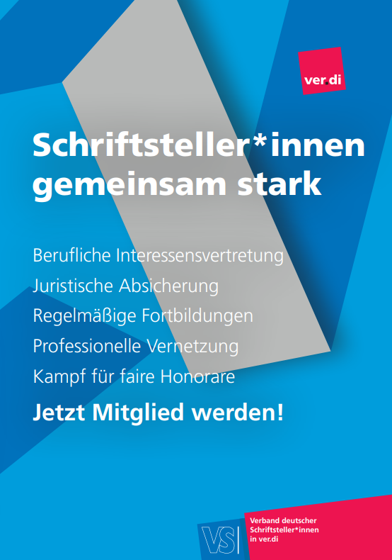 Informationsbroschüre des Verbands deutscher Schriftstellerinnen und Schriftsteller - Schriftsteller*innen gemeinsam stark!
